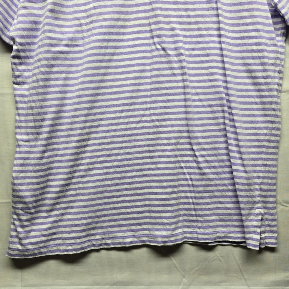 Polo Ralph Lauren Polo Shirt Mens Medium Purple White Striped Cotton Pocket - Picture 7 of 7